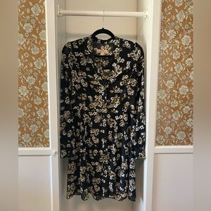 MICHAEL Michael Kors Black, Green, White Floral button through dress. SZ SMALL.